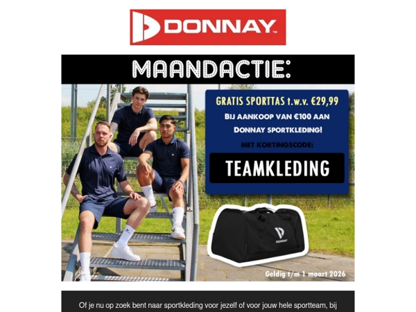 MAANDACTIE: Scoor teamkleding én een GRATIS sporttas! 🔥💪