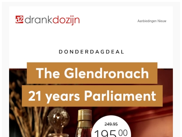 DonderdagDeal | GlenDronach 21 years Parliament Single Malt 70CL