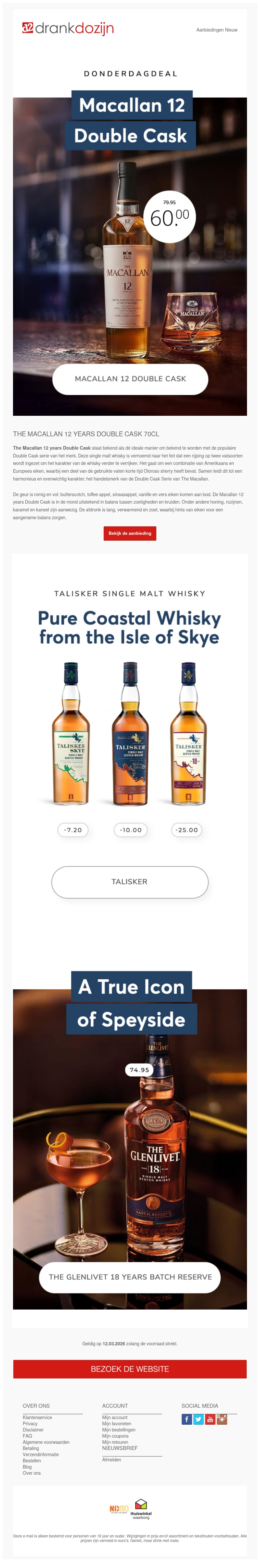 The Macallan 12 years Double Cask 70CL The Macallan 12 years Double Cask 70CL