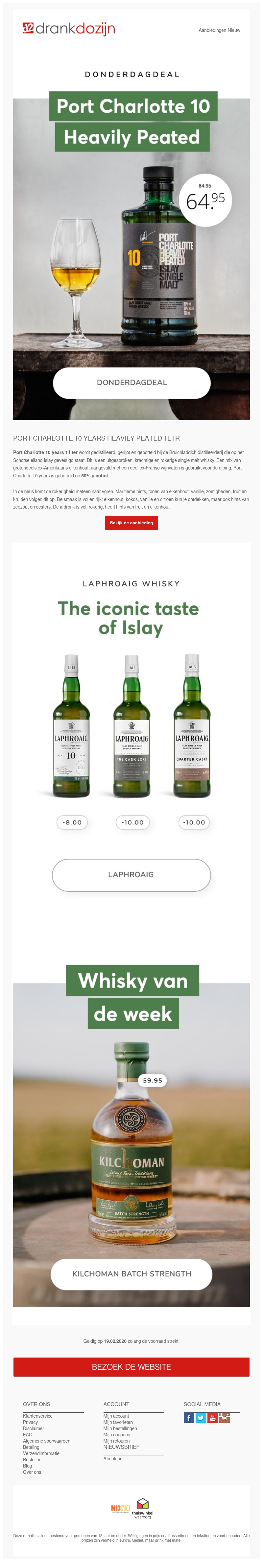 DonderdagDeal | Port Charlotte 10 years 1 liter DonderdagDeal | Port Charlotte 10 years 1 liter