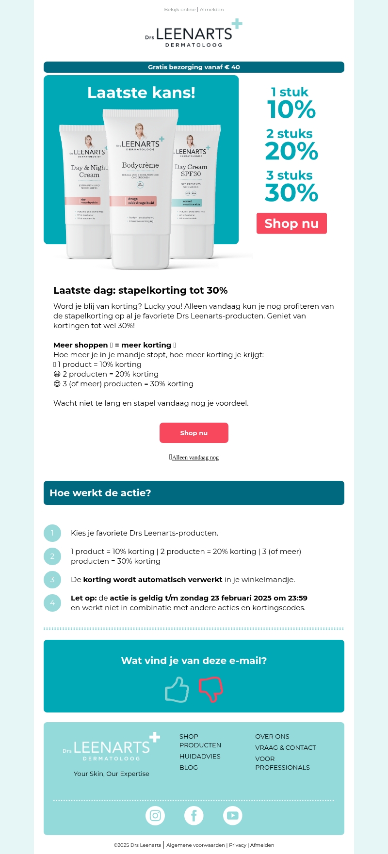 Laatste dag: tot 30% stapelkorting op alles đ¨ Laatste dag: tot 30% stapelkorting op alles đ¨