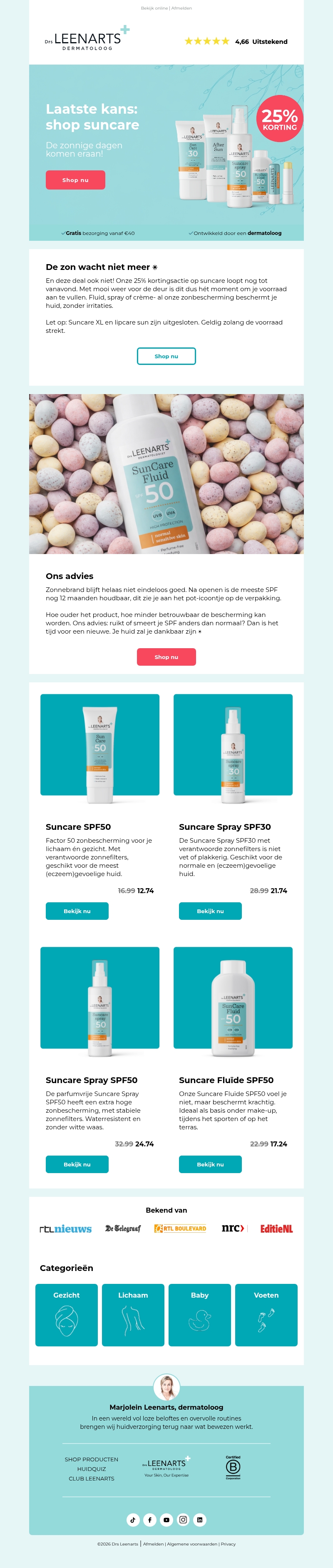 Laatste kans: 25% korting op suncare ☀️ Laatste kans: 25% korting op suncare ☀️
