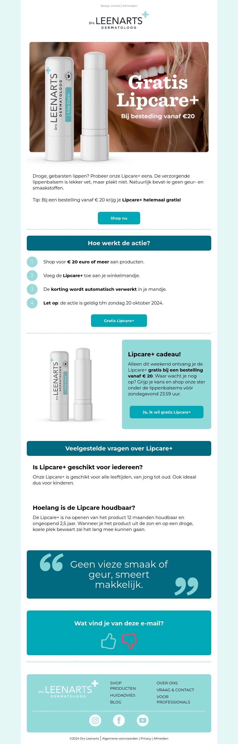 Gratis Lipcare+ vanaf € 20 Gratis Lipcare+ vanaf € 20