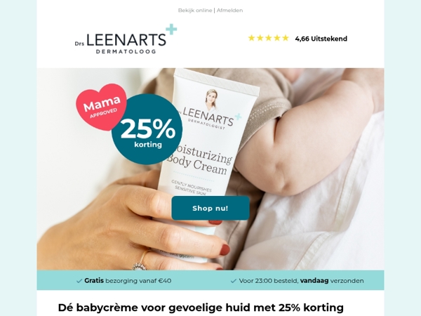 Tijdelijk: 25% korting op dé babycrème💙