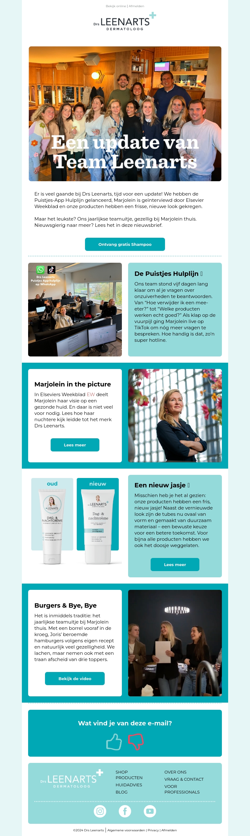 Nieuws van Team Leenarts: De puistjes hulplijn, een nieuw (duurzamer) jasje en meer... Nieuws van Team Leenarts: De puistjes hulplijn, een nieuw (duurzamer) jasje en meer...