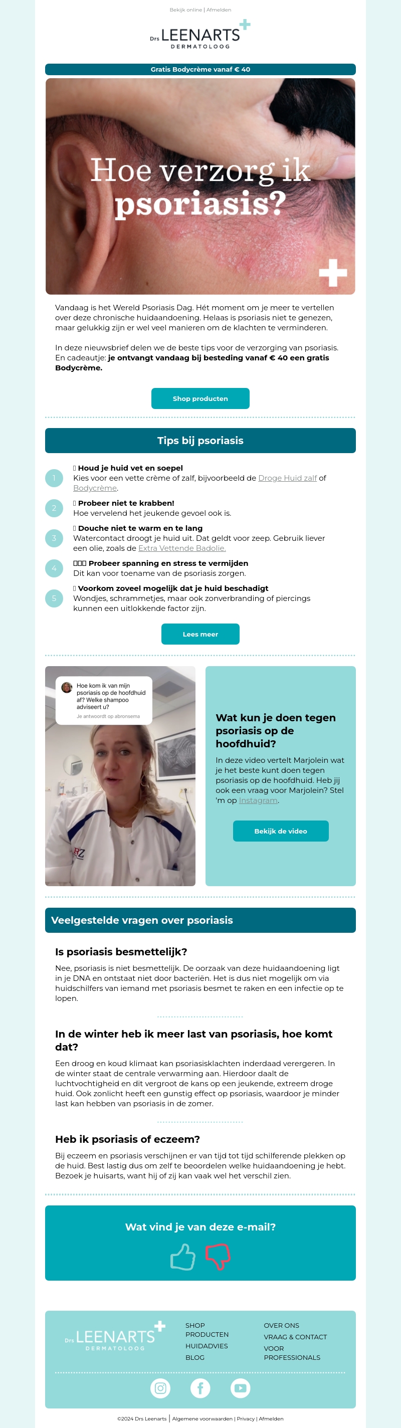 Wereld Psoriasis Dag: 5 tips voor een rustige huid Wereld Psoriasis Dag: 5 tips voor een rustige huid