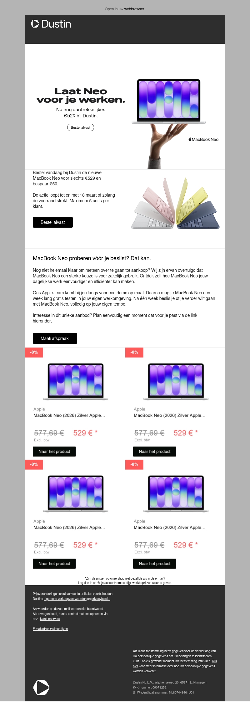 MacBook Neo. Nu voor €529 bij Dustin. MacBook Neo. Nu voor €529 bij Dustin.