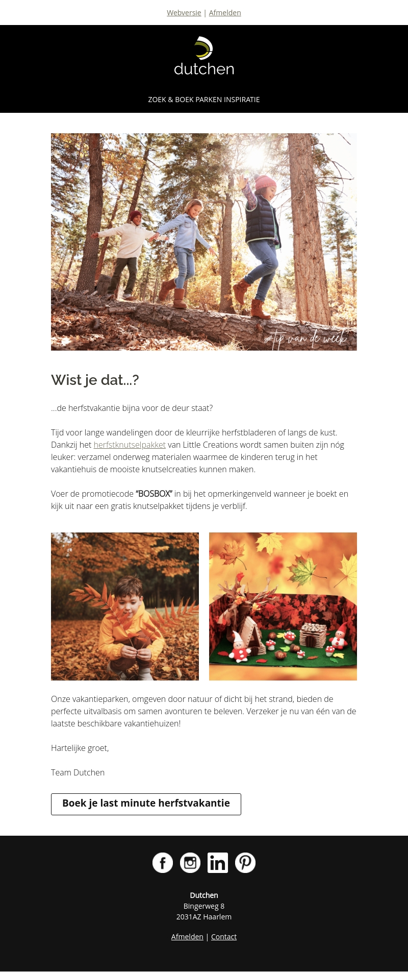 Tip van de week | Last minute herfstvakantie Tip van de week | Last minute herfstvakantie