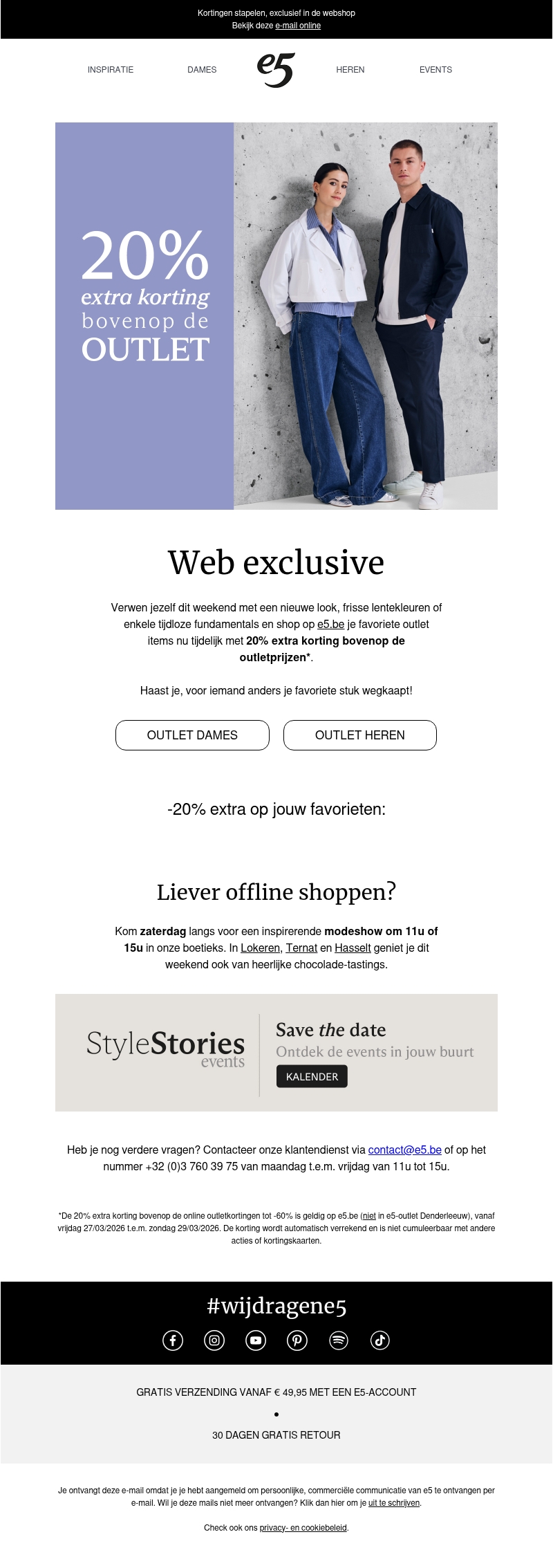 NU: 20% extra korting bovenop de online outlet NU: 20% extra korting bovenop de online outlet