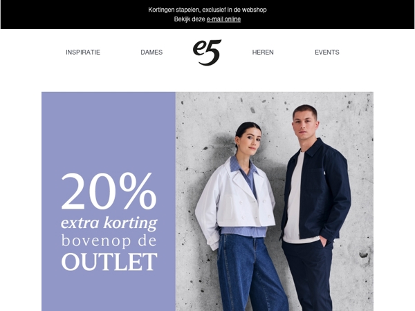 NU: 20% extra korting bovenop de online outlet