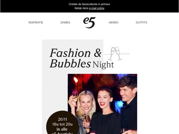 Uitnodiging: feestelijke Fashion & Bubbles Night