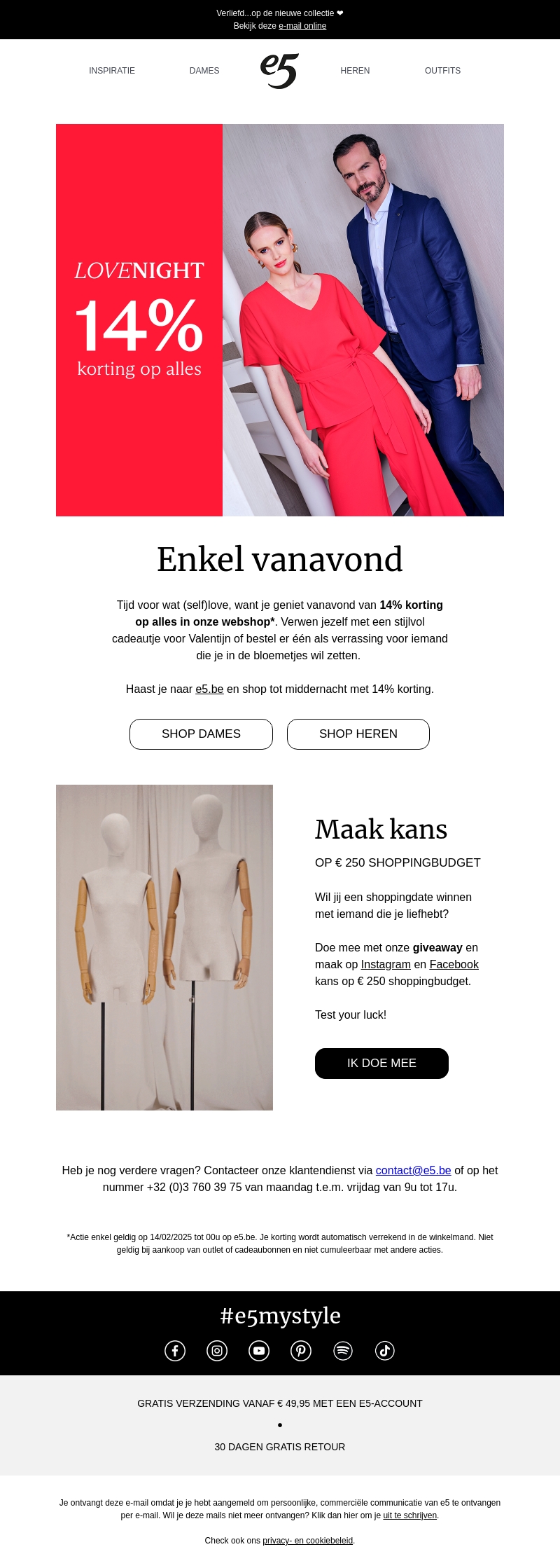 VANAVOND: 14% korting op alles VANAVOND: 14% korting op alles