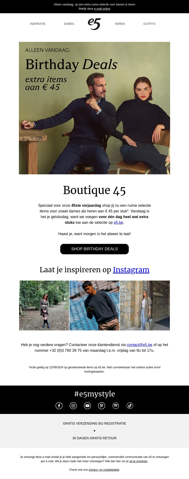 Exclusief online: Birthday Deals aan € 45 Exclusief online: Birthday Deals aan € 45