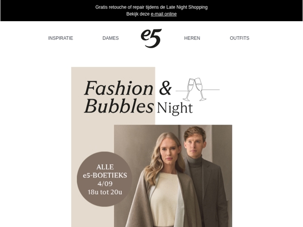Uitnodiging: Fashion & Bubbles Night op 04/09