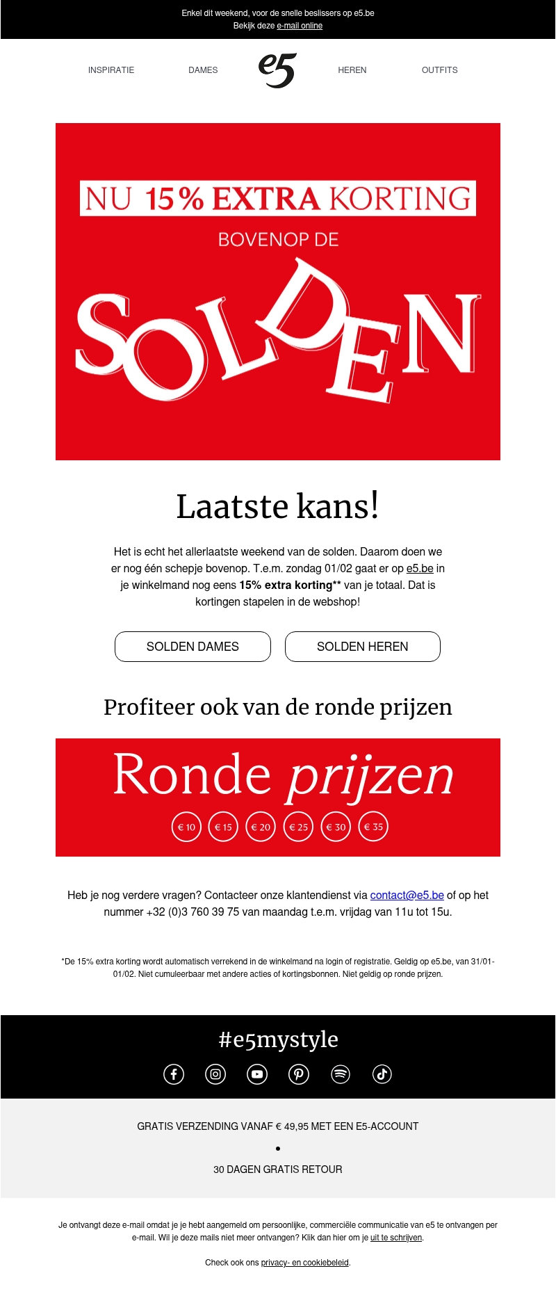 Laatste soldenkans | nu 15% EXTRA korting Laatste soldenkans | nu 15% EXTRA korting