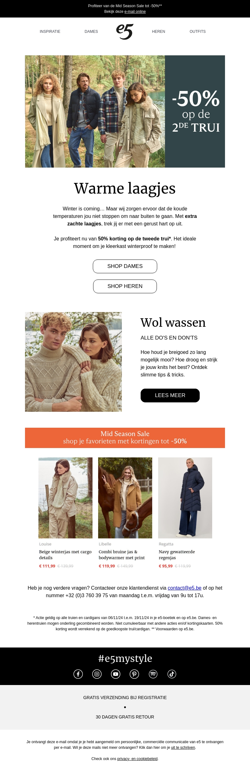 Warme herfstlaagjes: nu -50% op de tweede trui Warme herfstlaagjes: nu -50% op de tweede trui