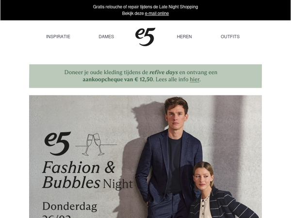 Uitnodiging: Fashion & Bubbles Night op 26/02