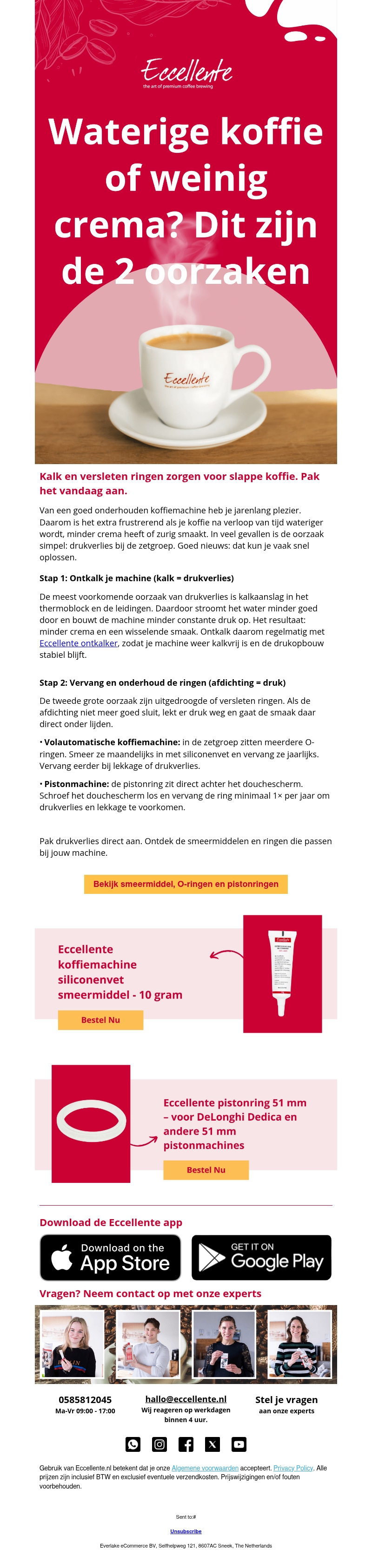 ☕️ Waterige koffie of weinig crema? Dit zijn de 2 oorzaken ☕️ Waterige koffie of weinig crema? Dit zijn de 2 oorzaken