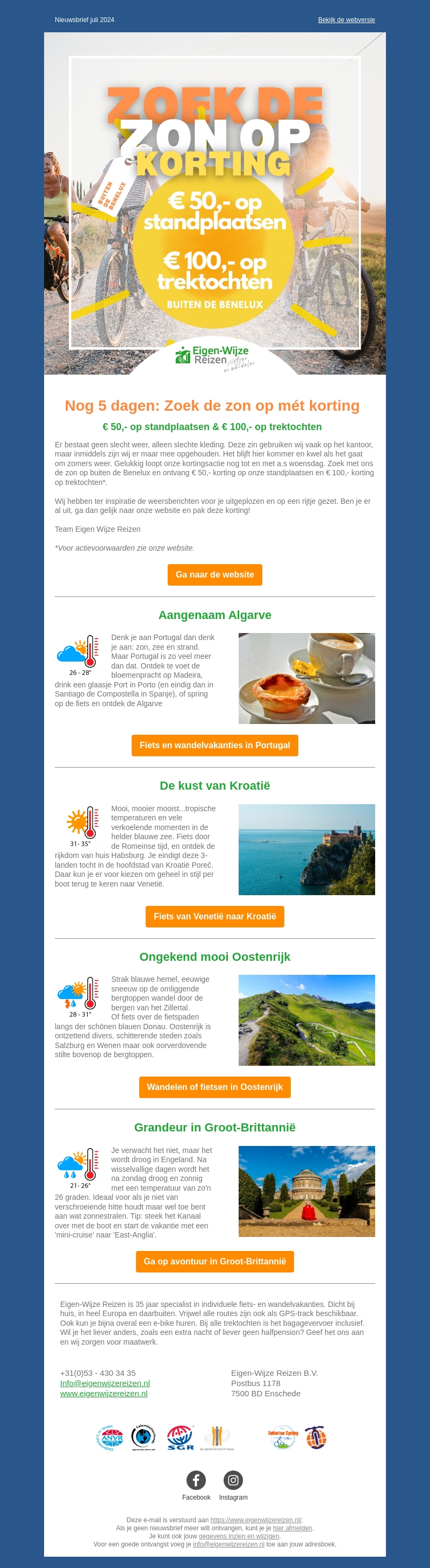 Nog 5 dagen zoek de zon op korting! Nog 5 dagen zoek de zon op korting!