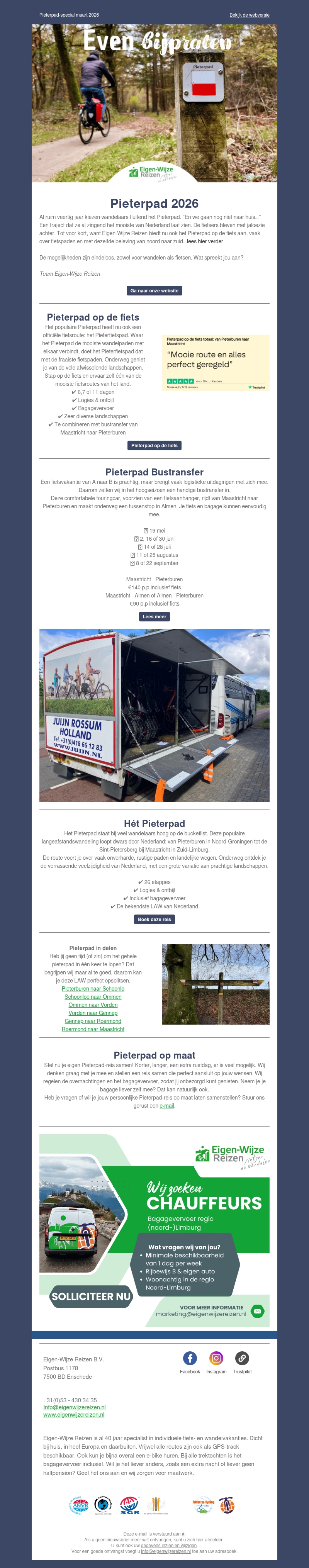 Pieterpad 2026 - te voet en op de fiets Pieterpad 2026 - te voet en op de fiets