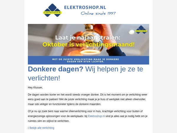 Verlichtingsmaand bij Elektroshop! 💡