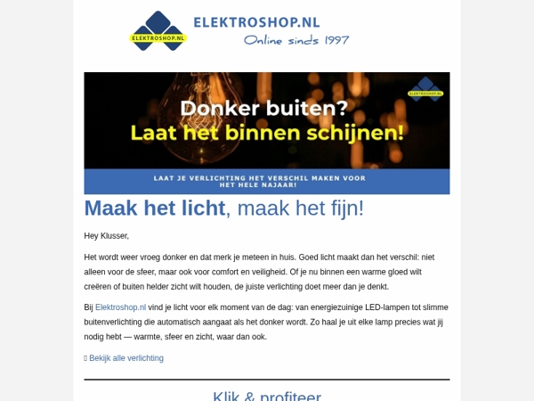 Verlichtingsmaand bij Elektroshop! 💡
