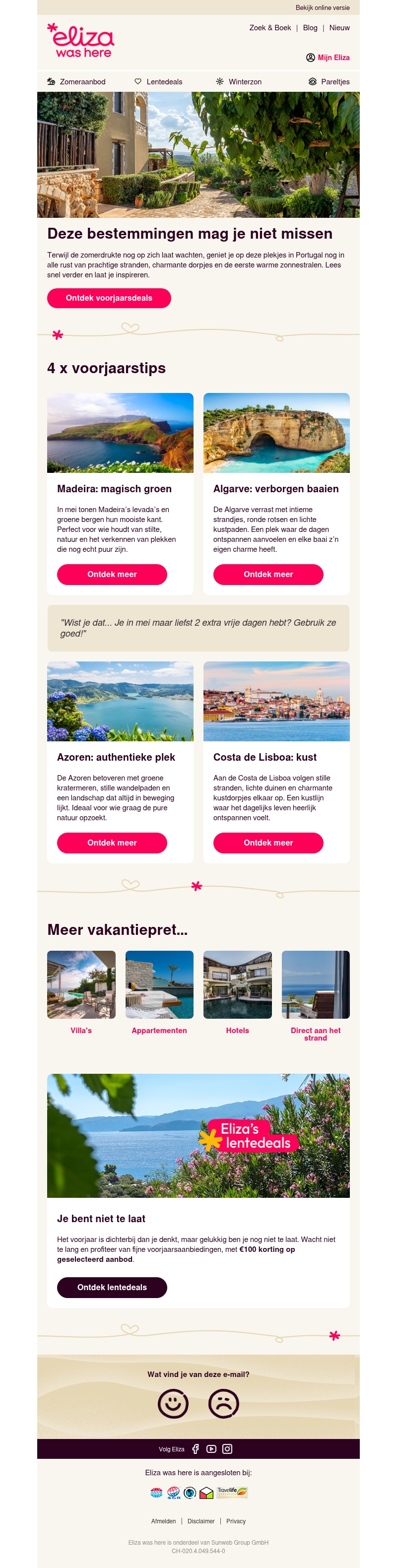 Geniet van het voorjaarszonnetje in Portugal, Mail Geniet van het voorjaarszonnetje in Portugal, Mail