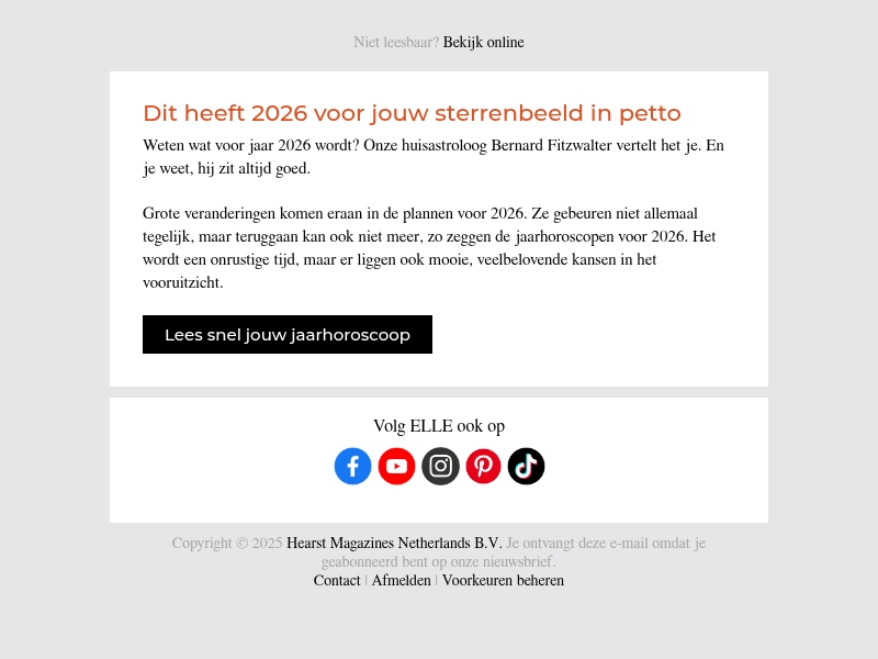 De ELLE Jaarhoroscoop 2026 is er! De ELLE Jaarhoroscoop 2026 is er!