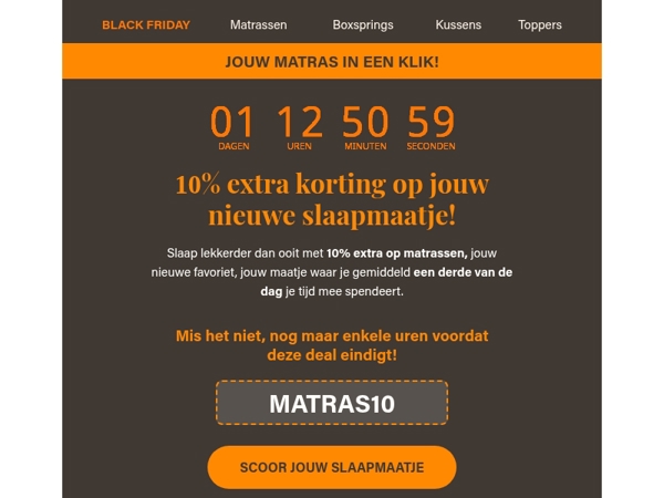 🖤Nog maar een paar uur!🖤 10% extra korting op jouw nieuwe matras