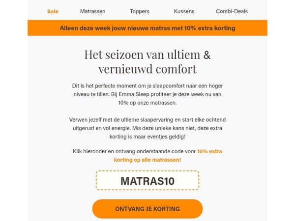 10% extra korting op jouw nieuwe matras!