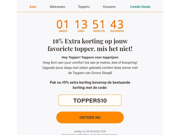 Hey Topper! Extra korting op alle toppers!