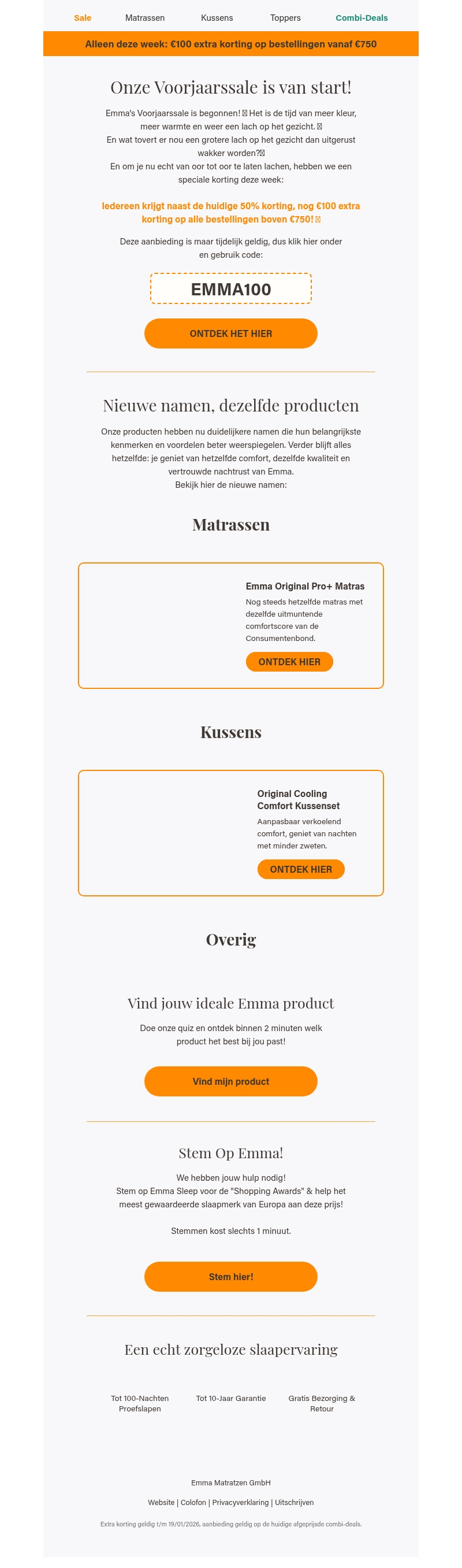 Emma Voorjaarssale: €100 extra korting speciaal voor jou! Emma Voorjaarssale: €100 extra korting speciaal voor jou!