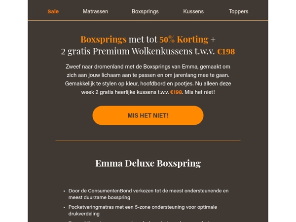 🖤2 Gratis kussens!🖤+ Tot 50% korting op Emma Boxsprings