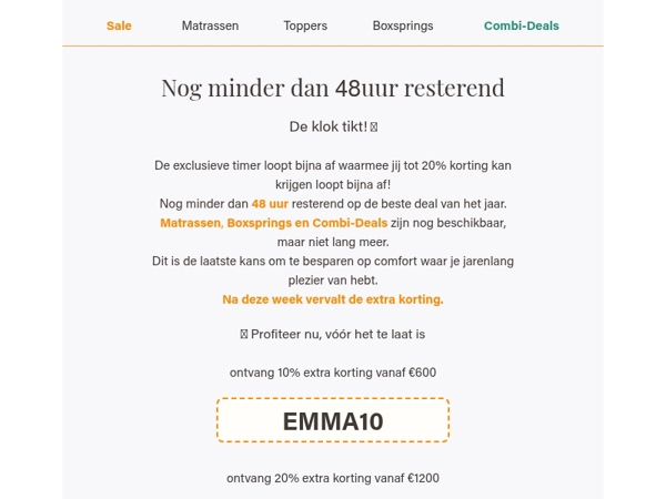 ⏰Minder dan 48 uur voor 20% extra korting⏰