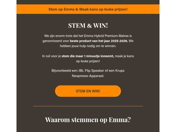 Win te gekke prijzen! Stem op Emma