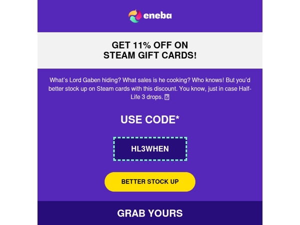 Steam cards 11% off! 💥