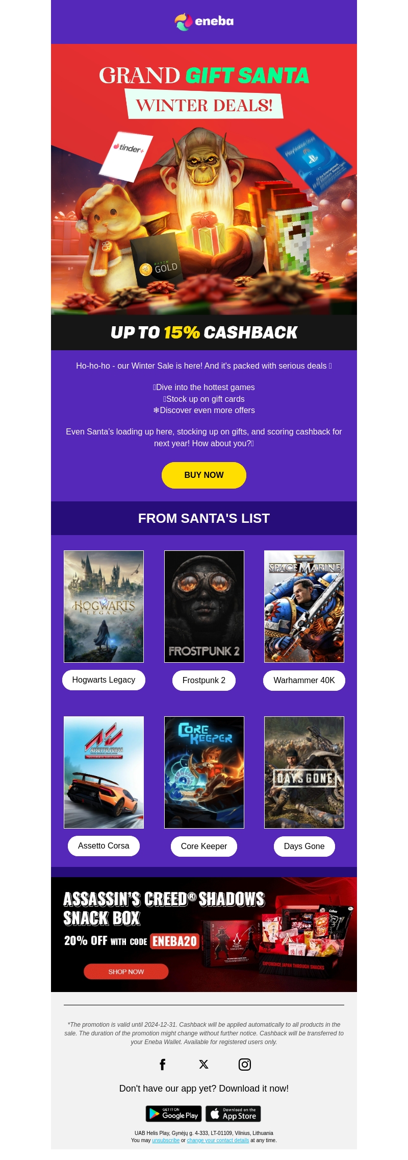 Winter deals so jolly, even Santa's jelly! π
Winter deals so jolly, even Santa's jelly! π