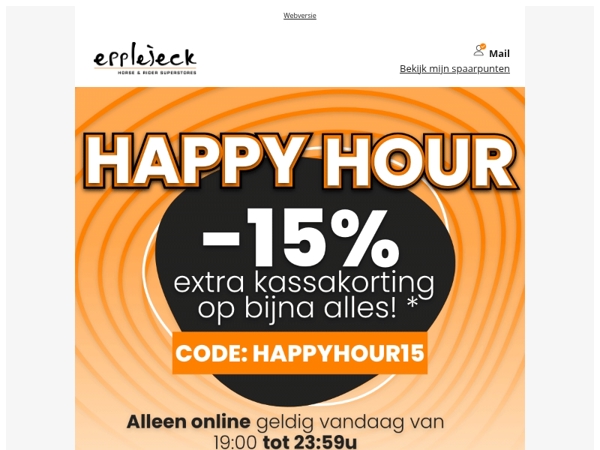 🐴⏰ 15% extra kassakorting - óók op alle sale & acties!