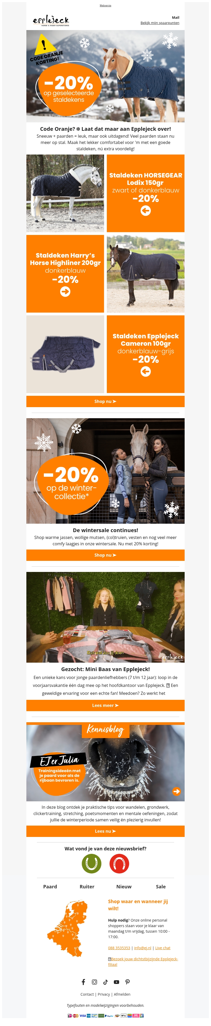 โ๏ธ๐งก Code Oranje: -20% op staldekens & collecties โ๏ธ๐งก Code Oranje: -20% op staldekens & collecties