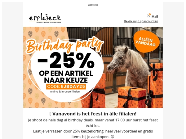 🎉 EJ's Birthday Party! 25% keuzekorting op jouw favo item