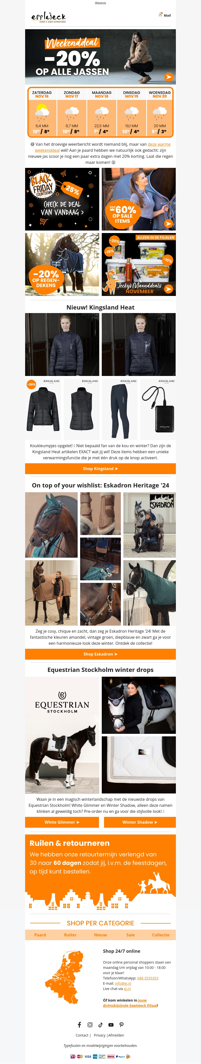 Warme weekenddeal: -20% op alle jassen β Warme weekenddeal: -20% op alle jassen β