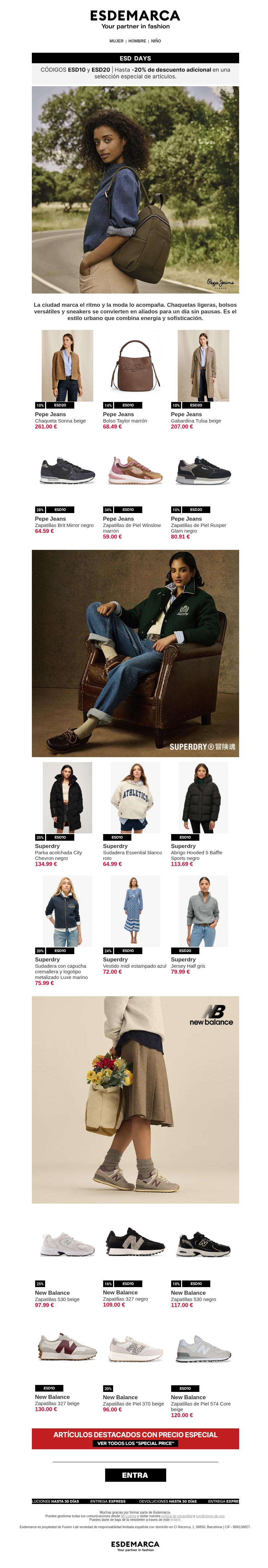Pepe Jeans, Superdry y Timberland: esencia urbana con hasta -20% adicional Pepe Jeans, Superdry y Timberland: esencia urbana con hasta -20% adicional