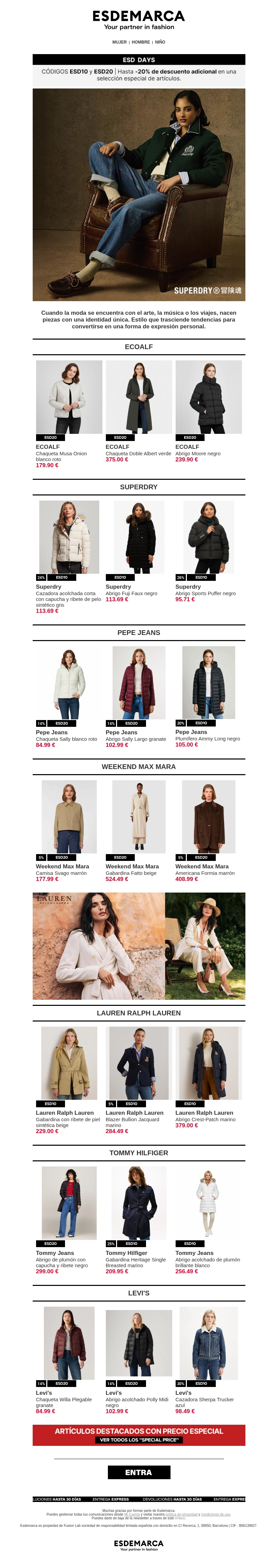 Chaquetas seleccionadas con hasta -20% adicional en ESD Days Chaquetas seleccionadas con hasta -20% adicional en ESD Days