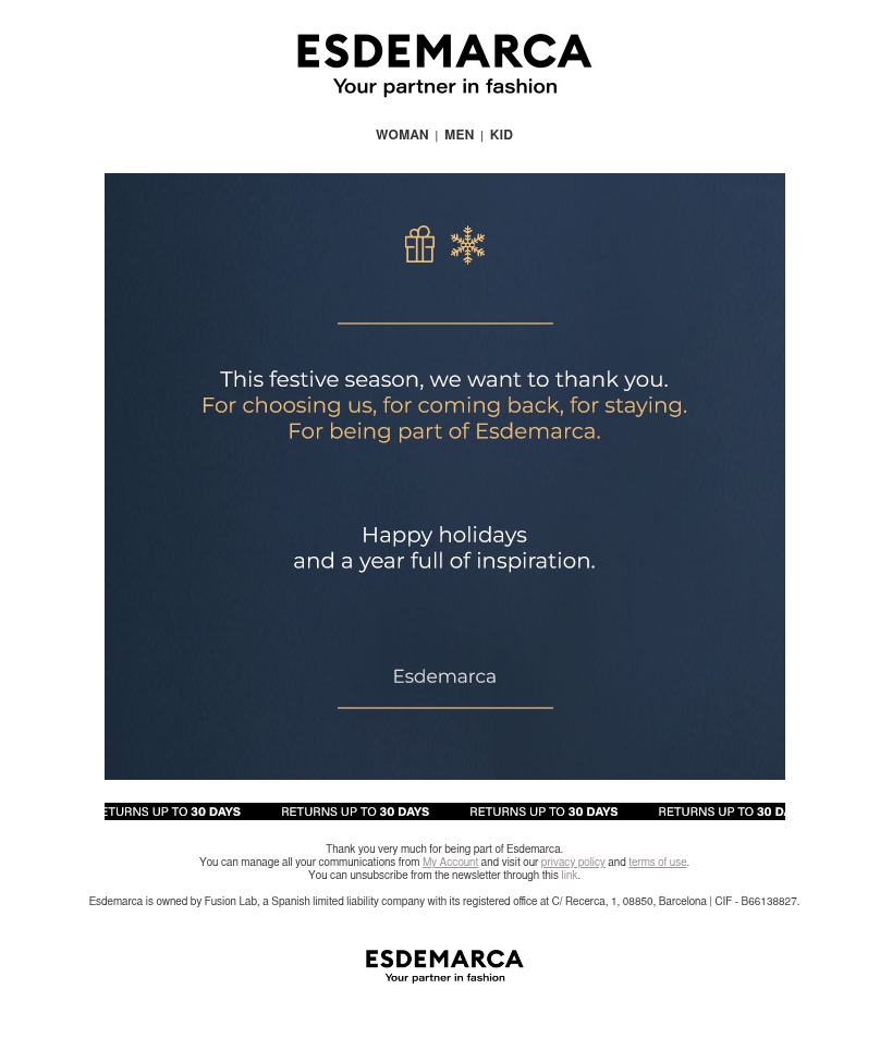 The Esdemarca team wishes you happy holidays The Esdemarca team wishes you happy holidays