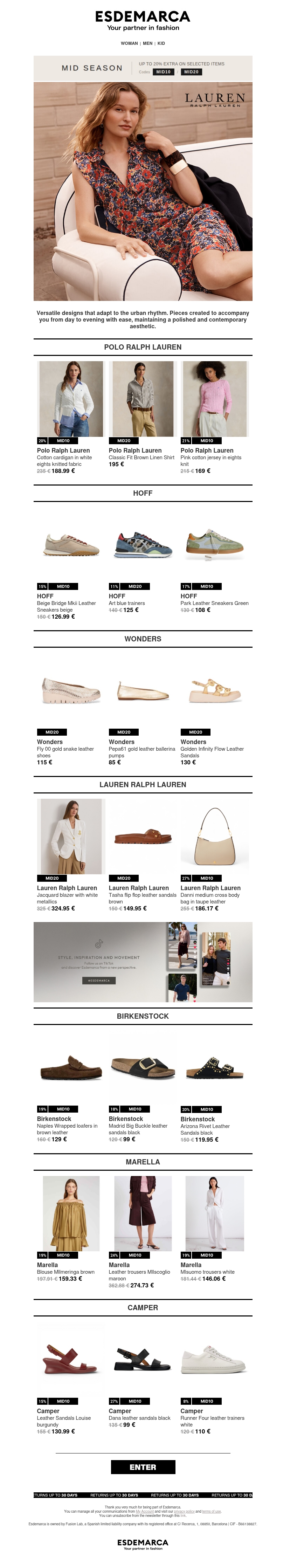 Mid Season: bestsellers with up to an extra 20% off Mid Season: bestsellers with up to an extra 20% off