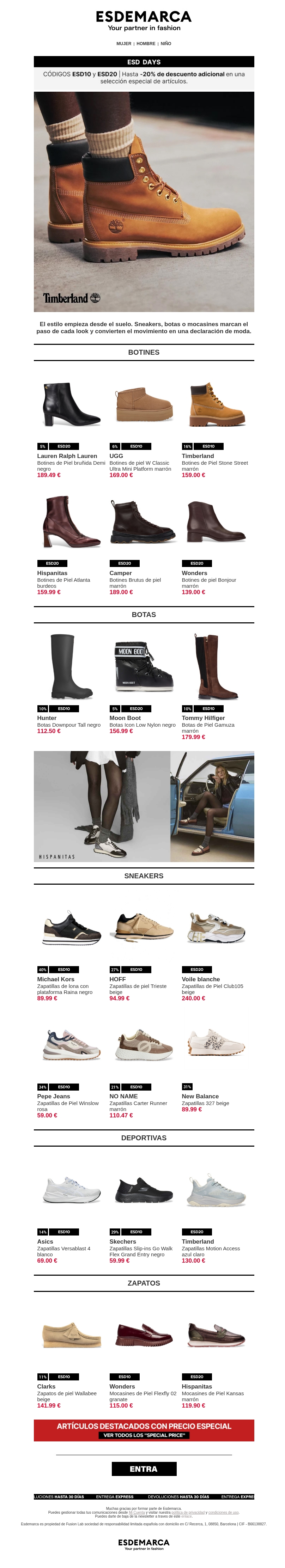 Renueva tu calzado en ESD Days con hasta -20% adicional Renueva tu calzado en ESD Days con hasta -20% adicional