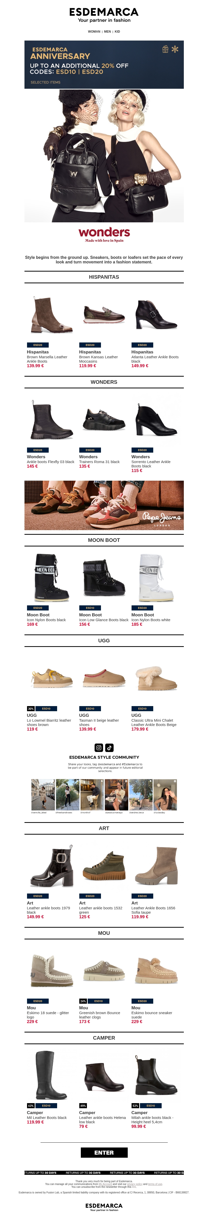 Footwear selection with up to an extra -20% Footwear selection with up to an extra -20%