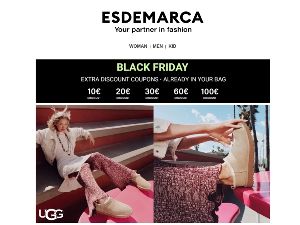 Up to an extra 100€ on UGG, Art, Wonders and Hispanitas footwear