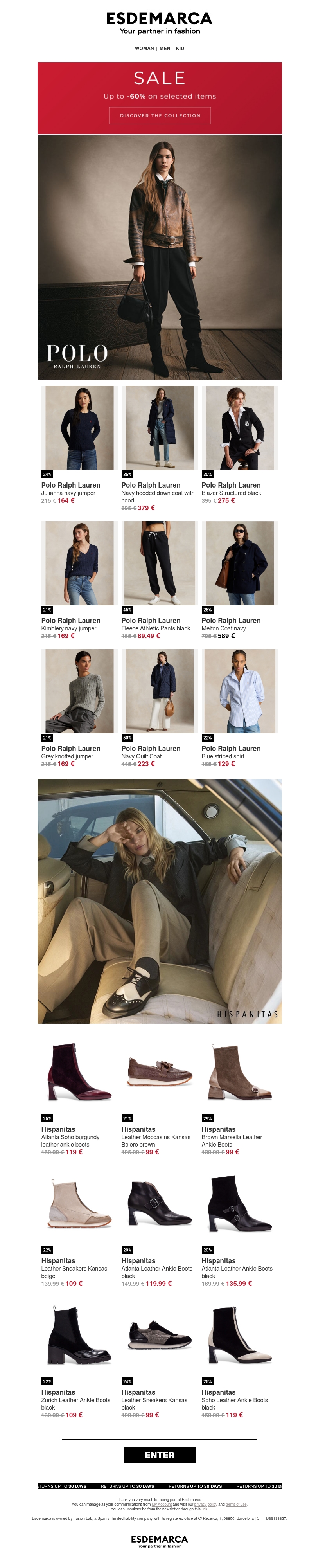 Sale: Polo Ralph Lauren and Hispanitas with up to -60% Sale: Polo Ralph Lauren and Hispanitas with up to -60%