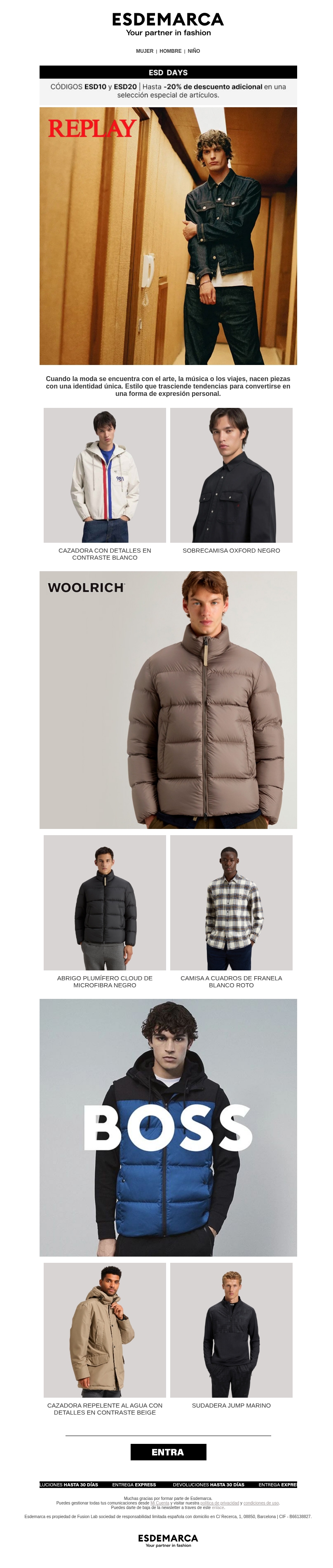 Descubre las novedades de Replay, Woolrich y BOSS Descubre las novedades de Replay, Woolrich y BOSS